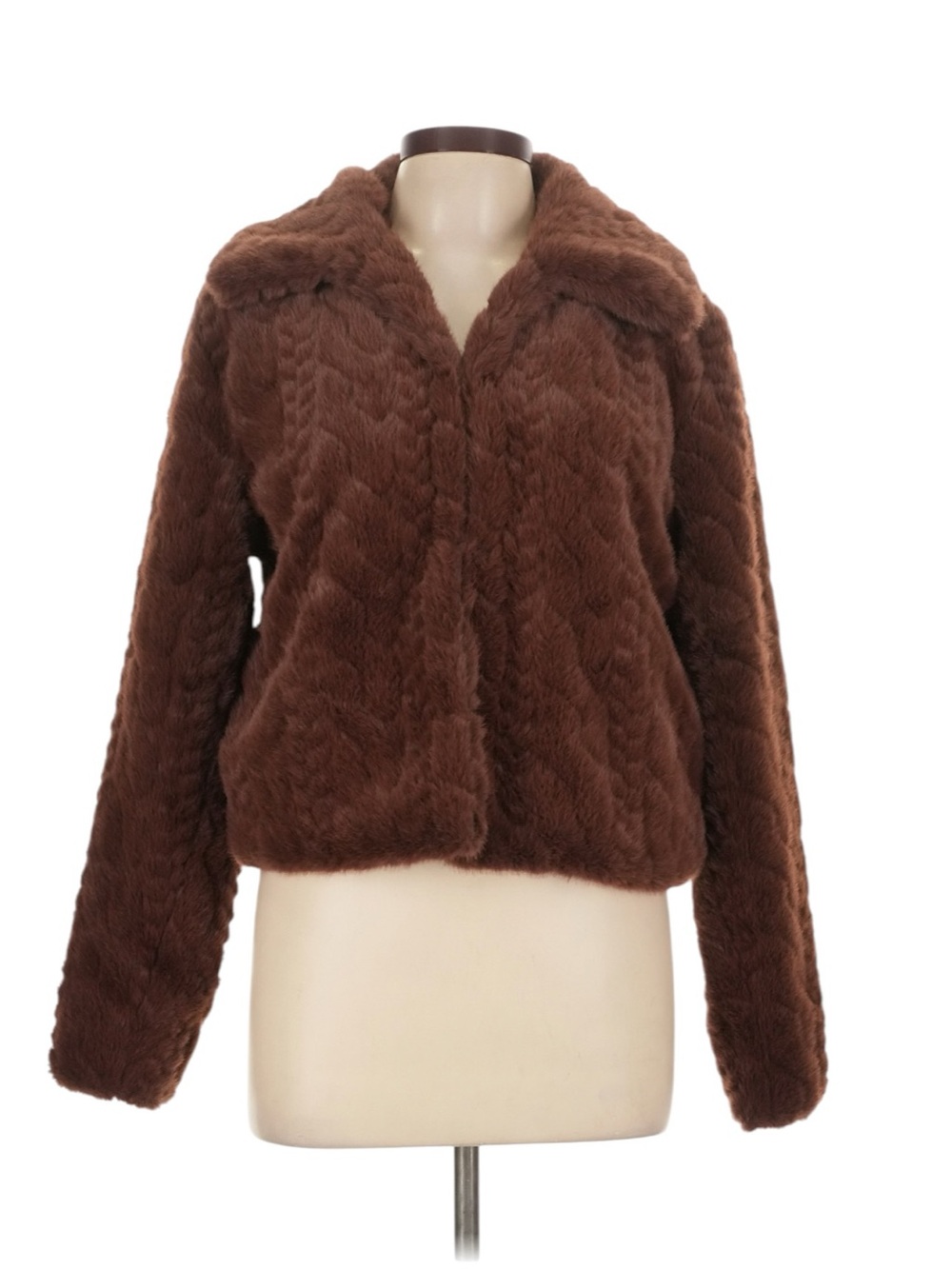 Blank NYC Faux Fur Cropped Jacket Large Brown Going Out Special Occasion NWT